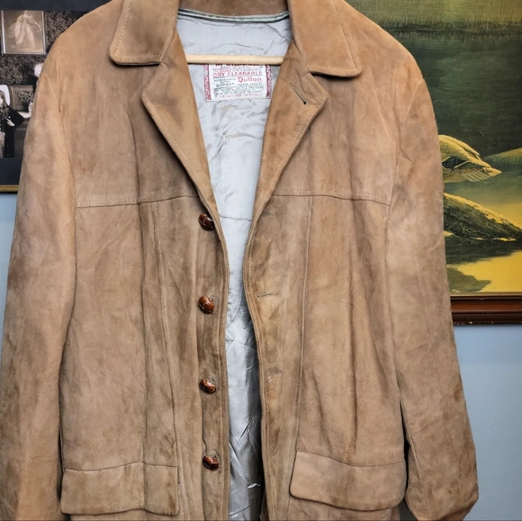 Vintage Suede Leather Jacket McGregor Mens 40 Tan Brown 1970s 70s Hippie - Picture 10 of 10